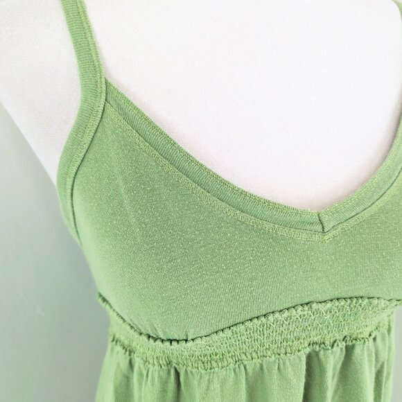 Hollister Early 2010s Y2K Green Knit Double Pockets Mini Babydoll Dress Size S - Picture 4 of 10